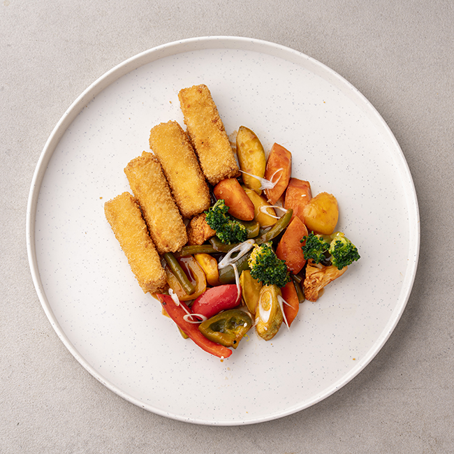 Taiwanese Tofu Popcorn With Chili Garlic Vegetables